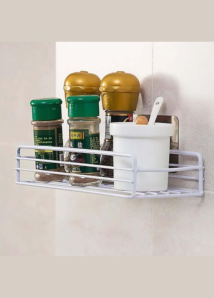 Поличка металева у ванну або на кухню прямокутна самоклеюча біла (NR0148_2) No Brand (315885485)