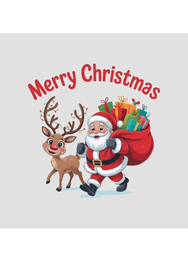 Термоналіпка "Merry christmas" санта та олень (8497) No Brand (366738460)
