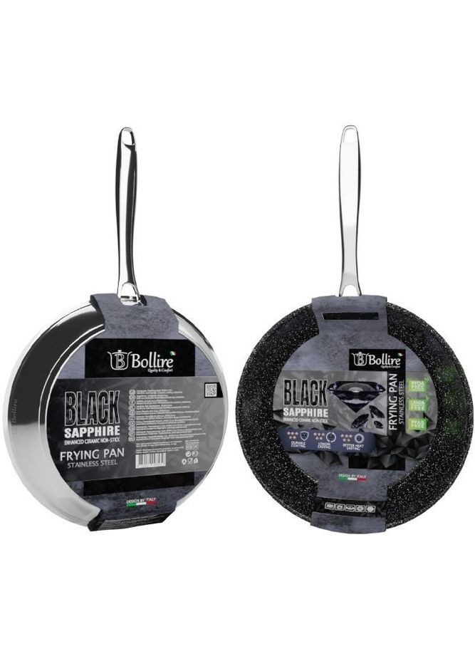 Сковорода з нержавіючої сталі та антипригарним покриттям Black Sapphire 20 см (BR-1705) Bollire (334714021)