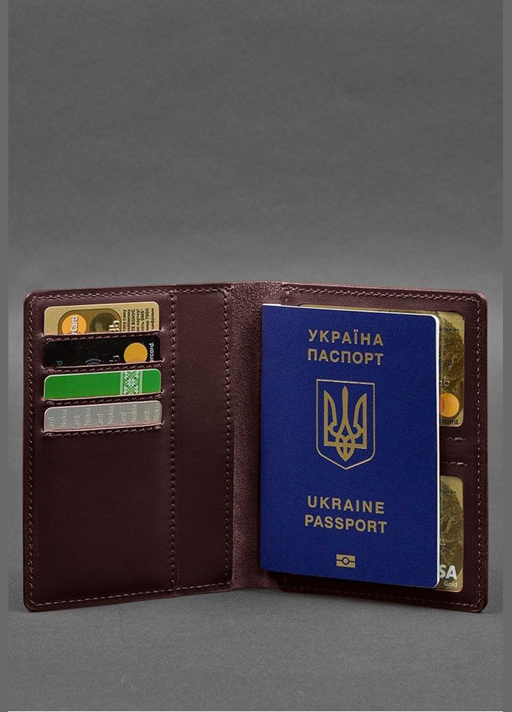 Кожаная обложка-органайзер для документов 6.1 бордовый краст (A-028195) BlankNote (329186773)