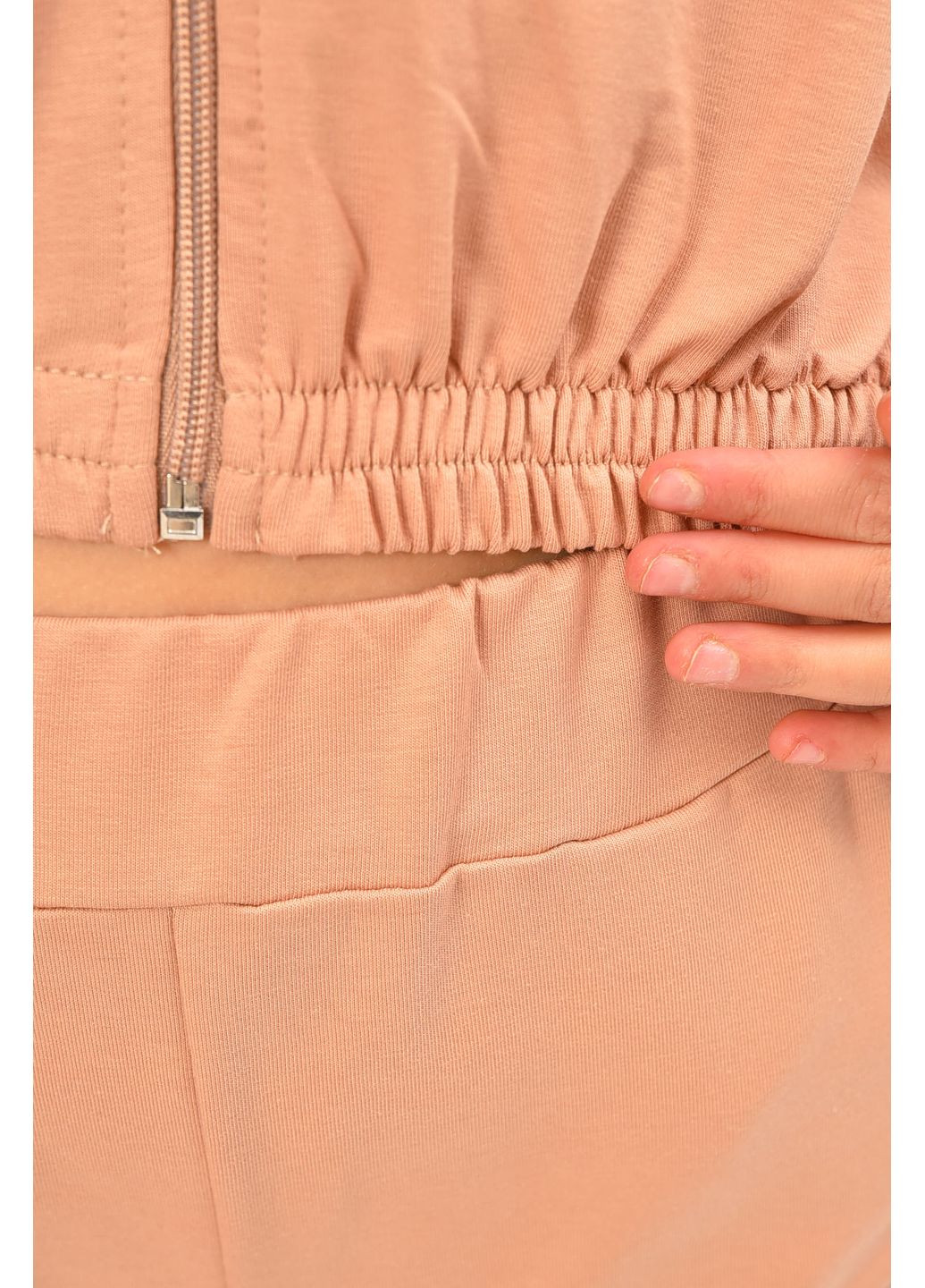 Бежевый демисезонный спортивный костюм подростковый для девочки бежевого цвета брючный Let's Shop