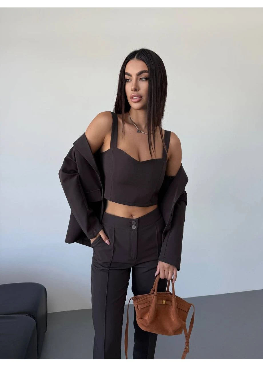 Классический женский костюм тройка с топом Fashion (382028334)