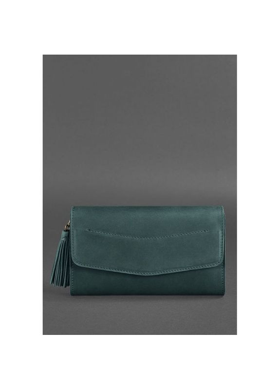 Поясная сумка женская кожаная через плечо с ремешком Элис зеленая Crazy horse BlankNote (302008208)