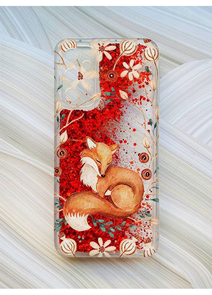 Чохол з плаваючими червоними блискітками на Samsung Galaxy A24 (A245) Лисичка (принт 420) Creative (368775550)