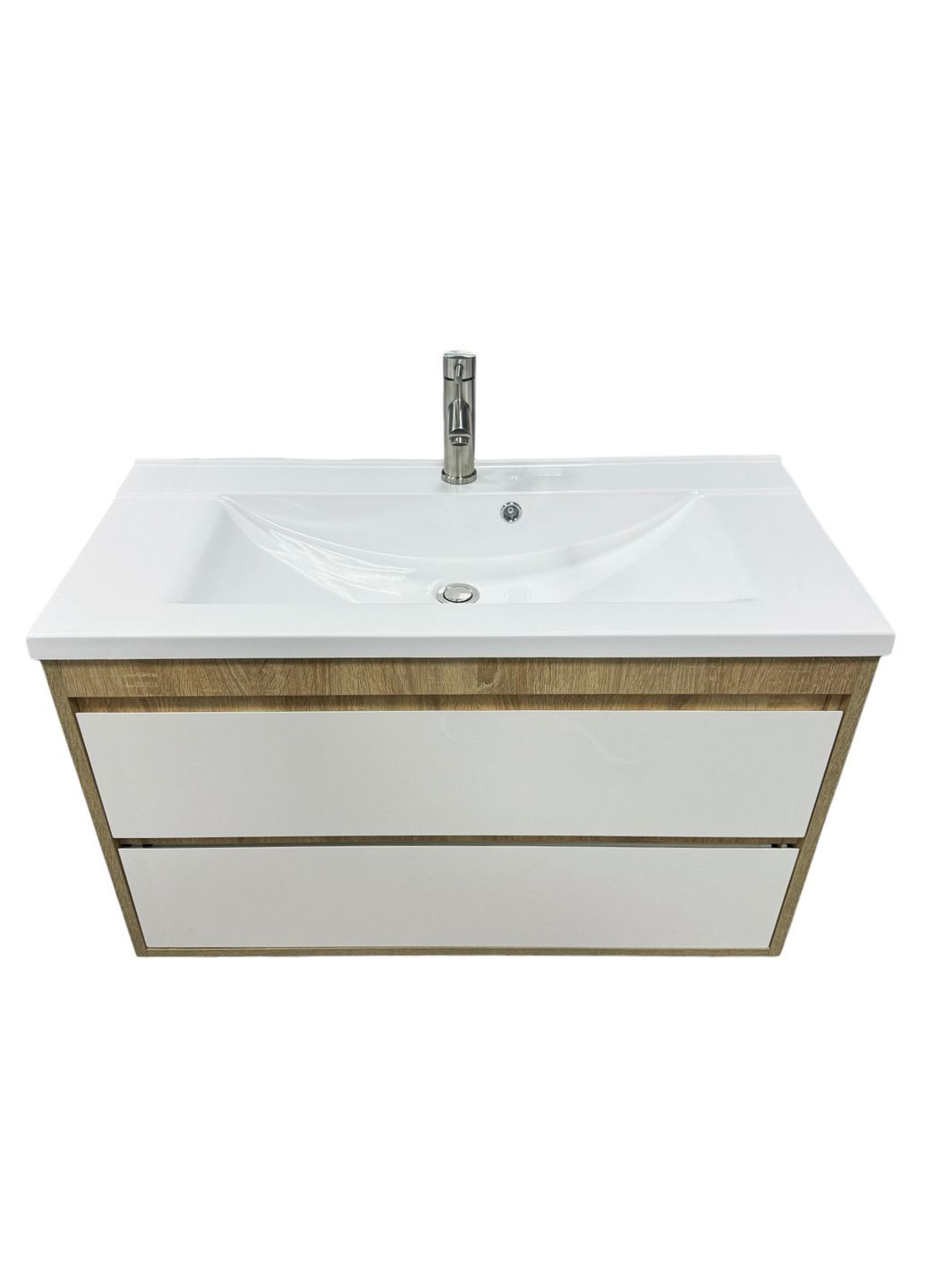 Набір для ванної кімнати, раковина, умивальник QUANTO 100, штучний камінь, прямокут., з сифоном Click-Clack + змішувач Adamant (365748585)