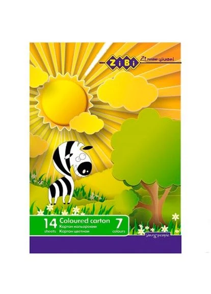 Картон цветной ZiBi A4 14 листов 7 цветов (ZB.1951) No Brand (385315998)