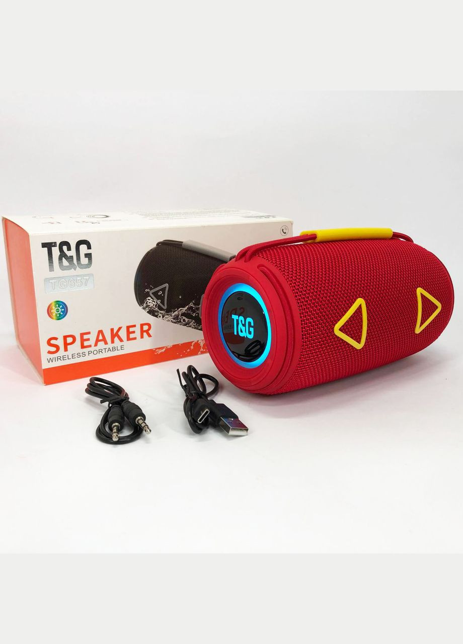 Bluetooth-колонка TG657 с RGB подсветкой 1500 mAh, беспроводная колонка портативна мощная. Цвет: корасный No Brand (359474574)