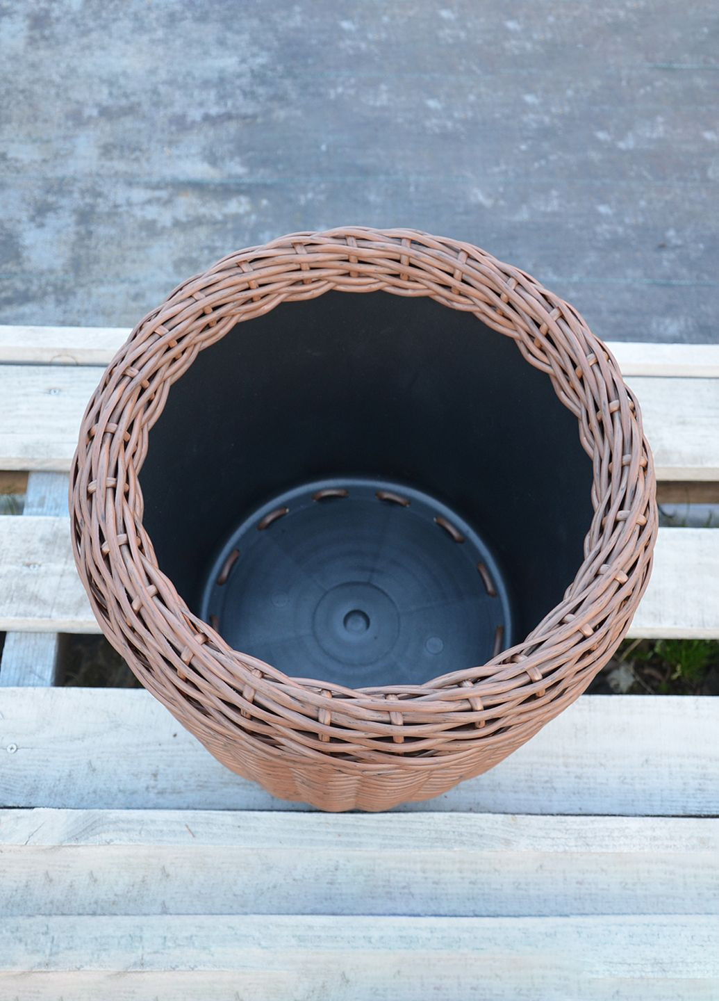 Кашпо 16 литров (горшок для цветов и растений),Вазон из искусственного ротанга ручной работы. Handmade (329193706)