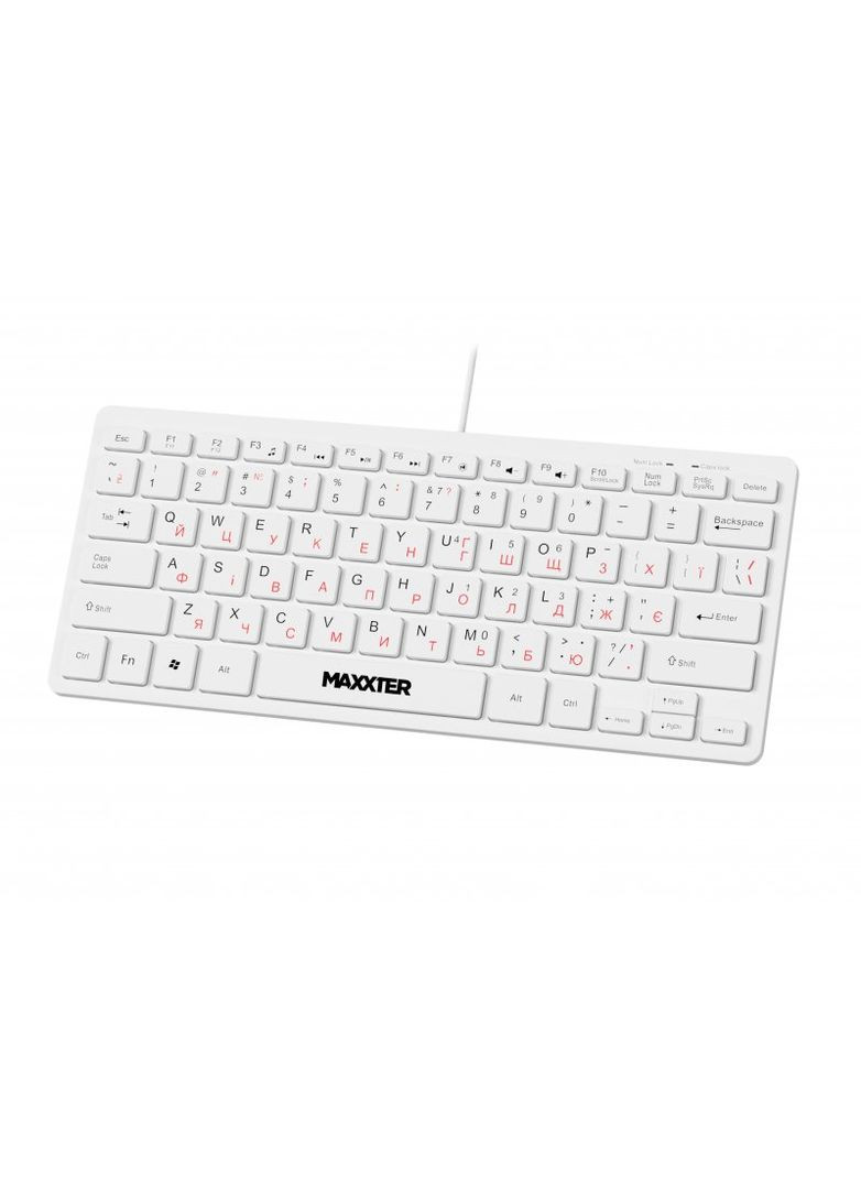 Клавіатура KBM-C01W-UA дротова міні-клавіатура, вологозахищена, біла Maxxter (333824839)