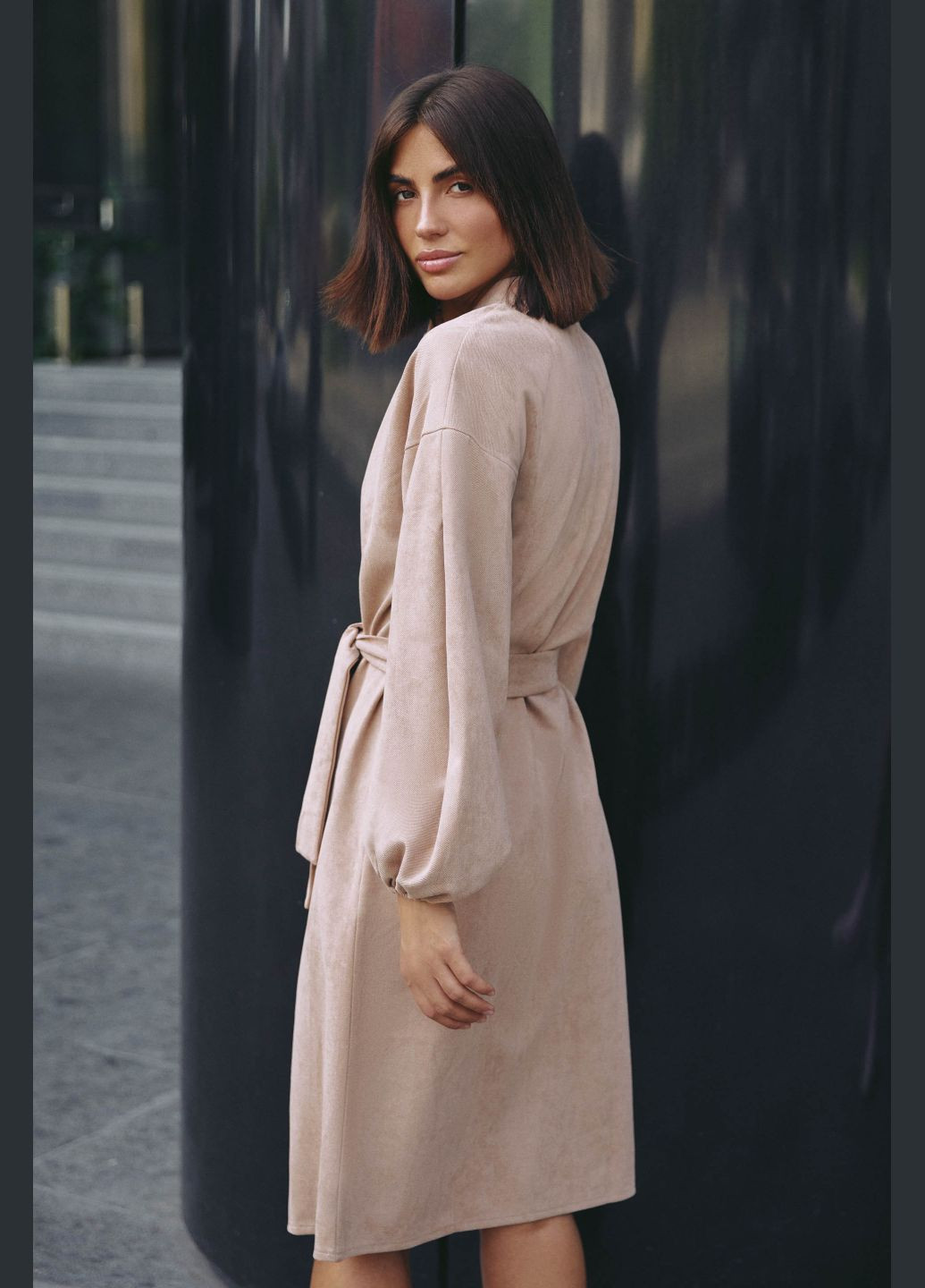 Бежевое повседневный платье ST-Seventeen однотонное