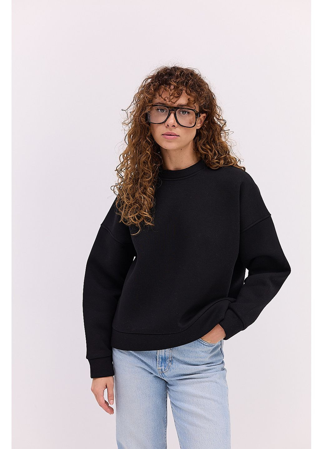 Черный утепленный женский свитшот коричневый с принтом на спине Arjen (361056626)