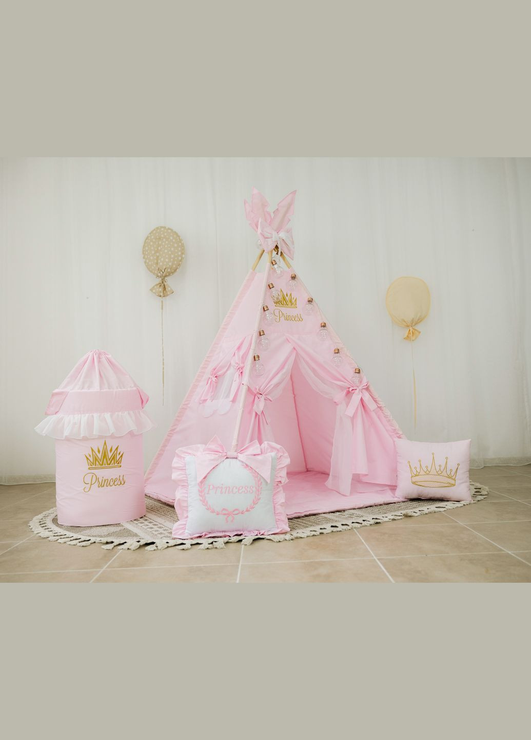 Вігвам Принцеса + кошик для іграшок + додатковий півкруглий коврик No Brand (321968934)