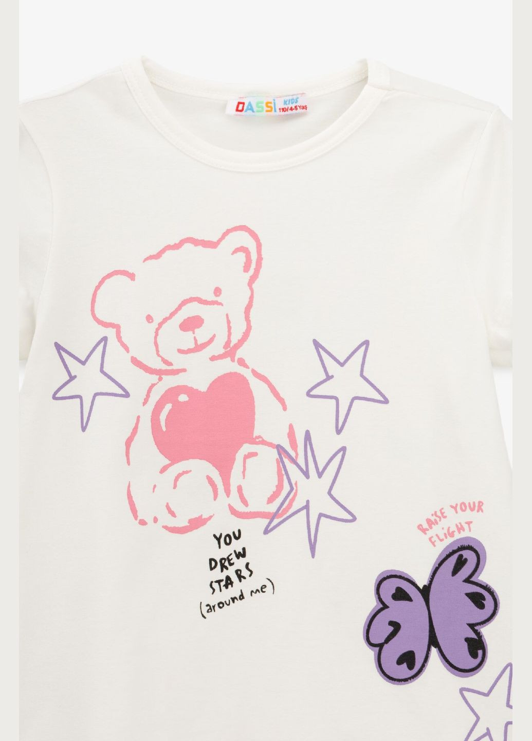 Молочная летняя футболка с принтом для девочки 25112 116 см молочный shop (2000990927637) Dassi