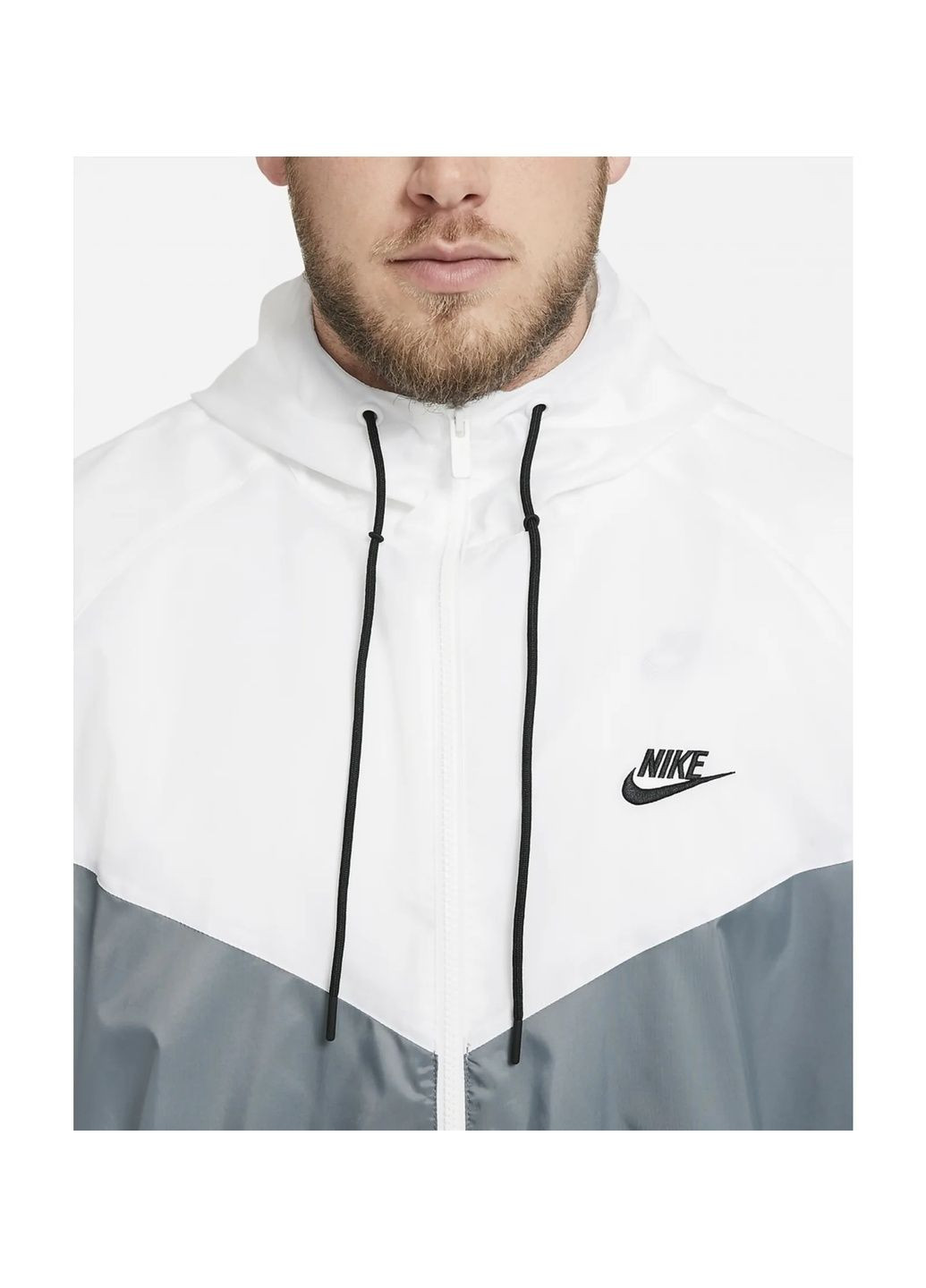 Біла вітровка чоловіча sportswear windrunner grey/white Nike