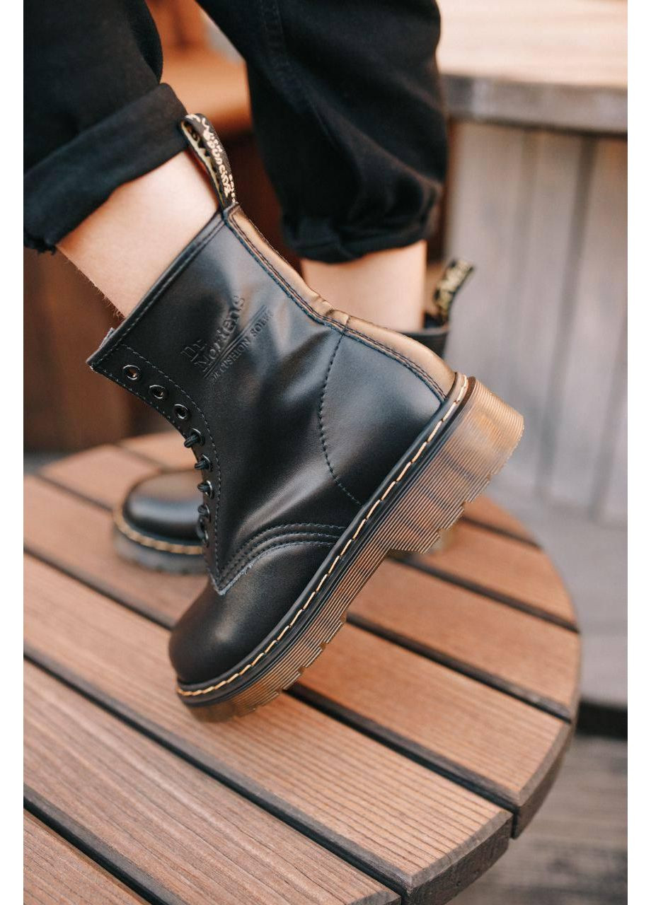 Зимние ботинки женские dr. martens 1460 black 11822006 доктор мартинс берцы No Brand без декора из искусственной кожи