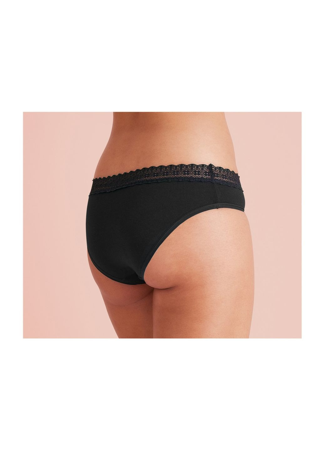 Трусики-сліп набір 5 шт. бавовняні мереживні для жінки LYCRA® 457300 чорний Esmara С эластичным поясом (322220795)