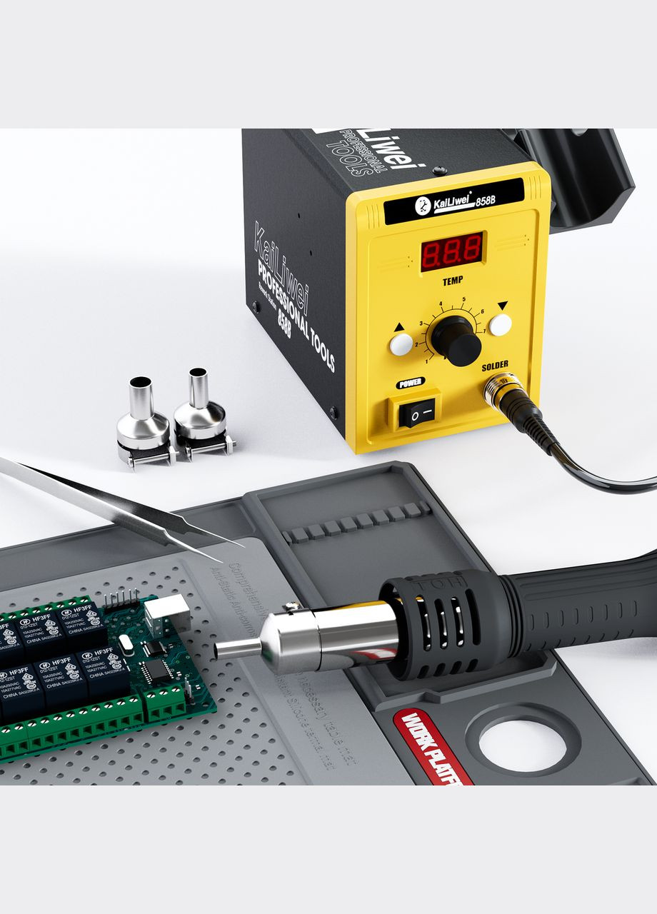 Паяльна станція 858B термофен, цифрова індикація (100-500°C, 700 Вт) Kailiwei (322765001)