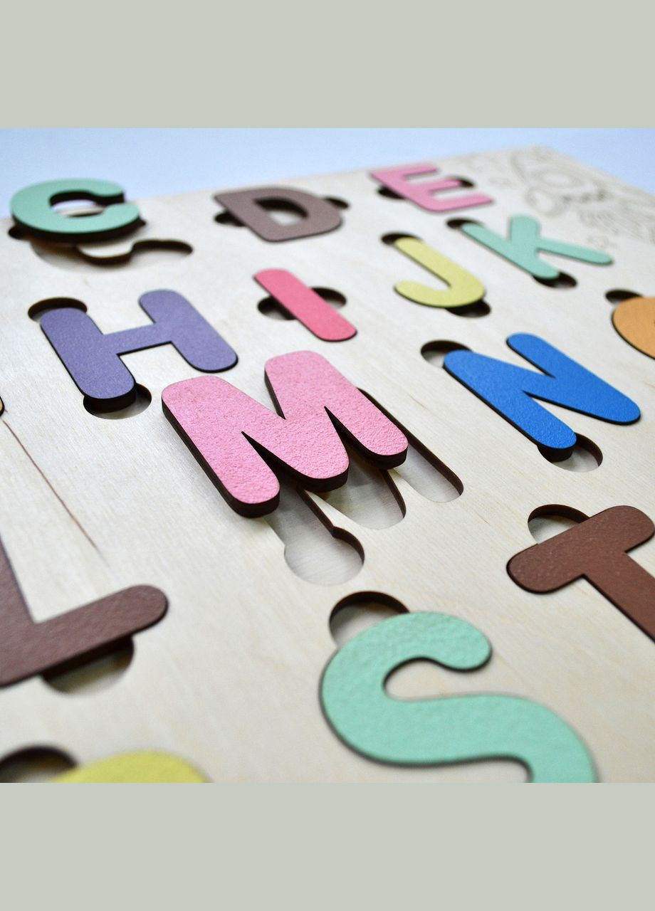 Деревянный алфавит пазл "Космос", алфавит из дерева, деревянные буквипазлы, пазл-сортер АНГЛИЙСКИЙ No Brand (301482714)