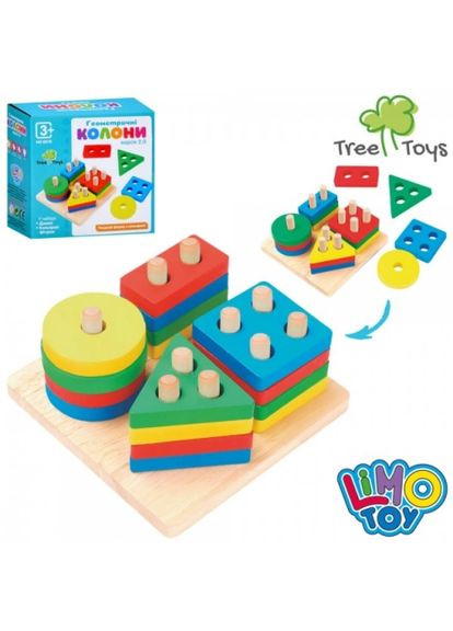 Дерев'яна логічна гра MD 0818 Геометричний сортер 16 фігур Limo Toy (327216967)