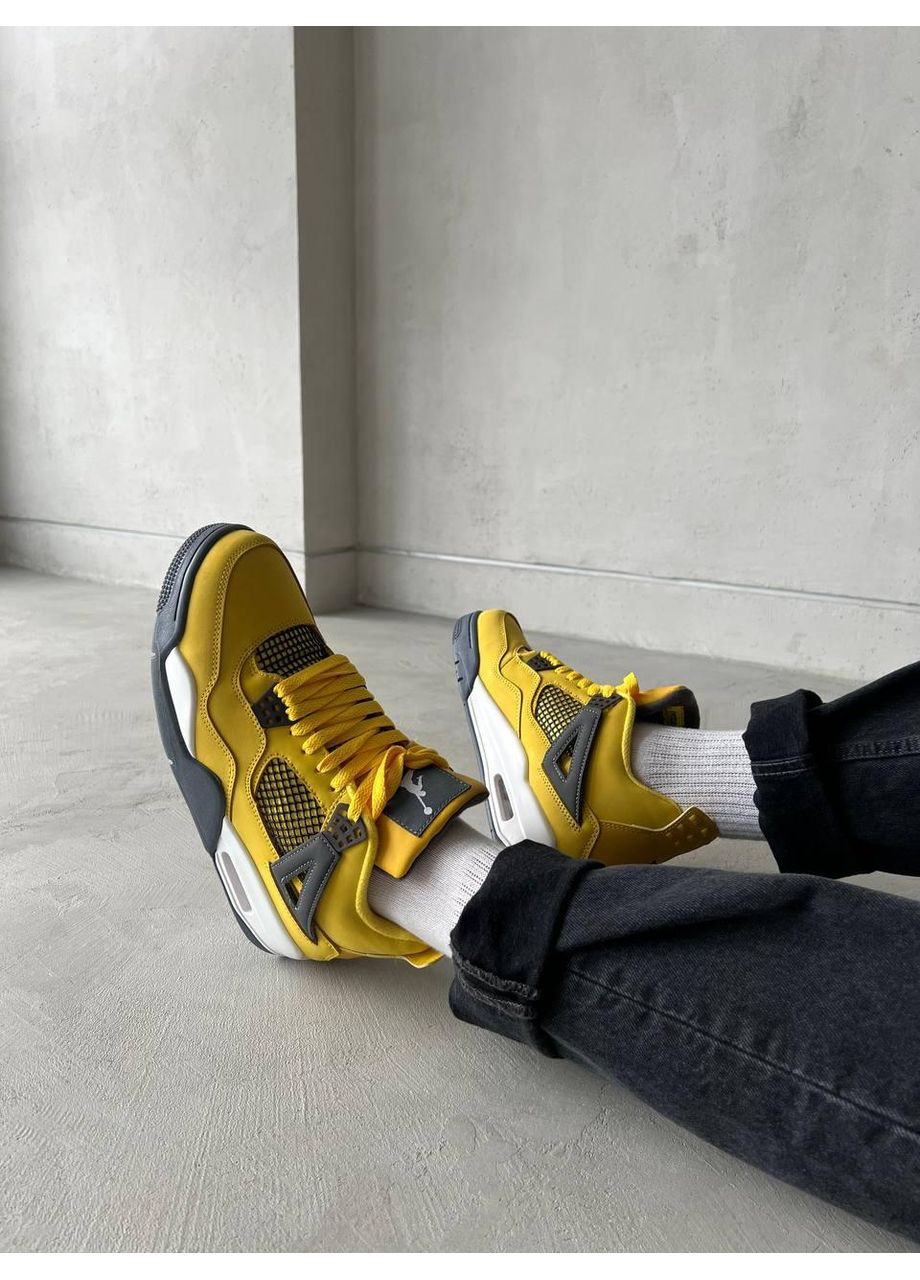Білі Осінні кросівки чоловічі nike air jordan retro 4 yellow 1 найк аір джордан No Brand