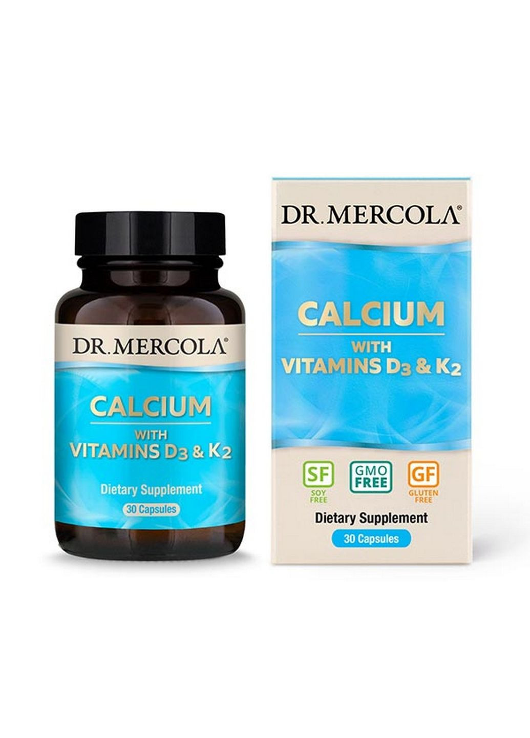 Вітаміни та мінерали Calcium with Vitamins D3 and K2, 30 капсул Dr. Mercola (294926953)