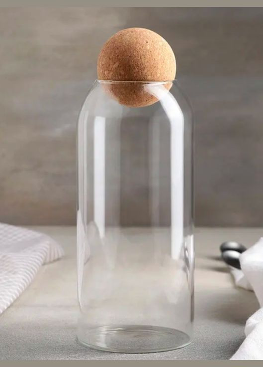 Ємність для води з боросилікатного скла з пробкою, 1100мл No Brand (302287773)