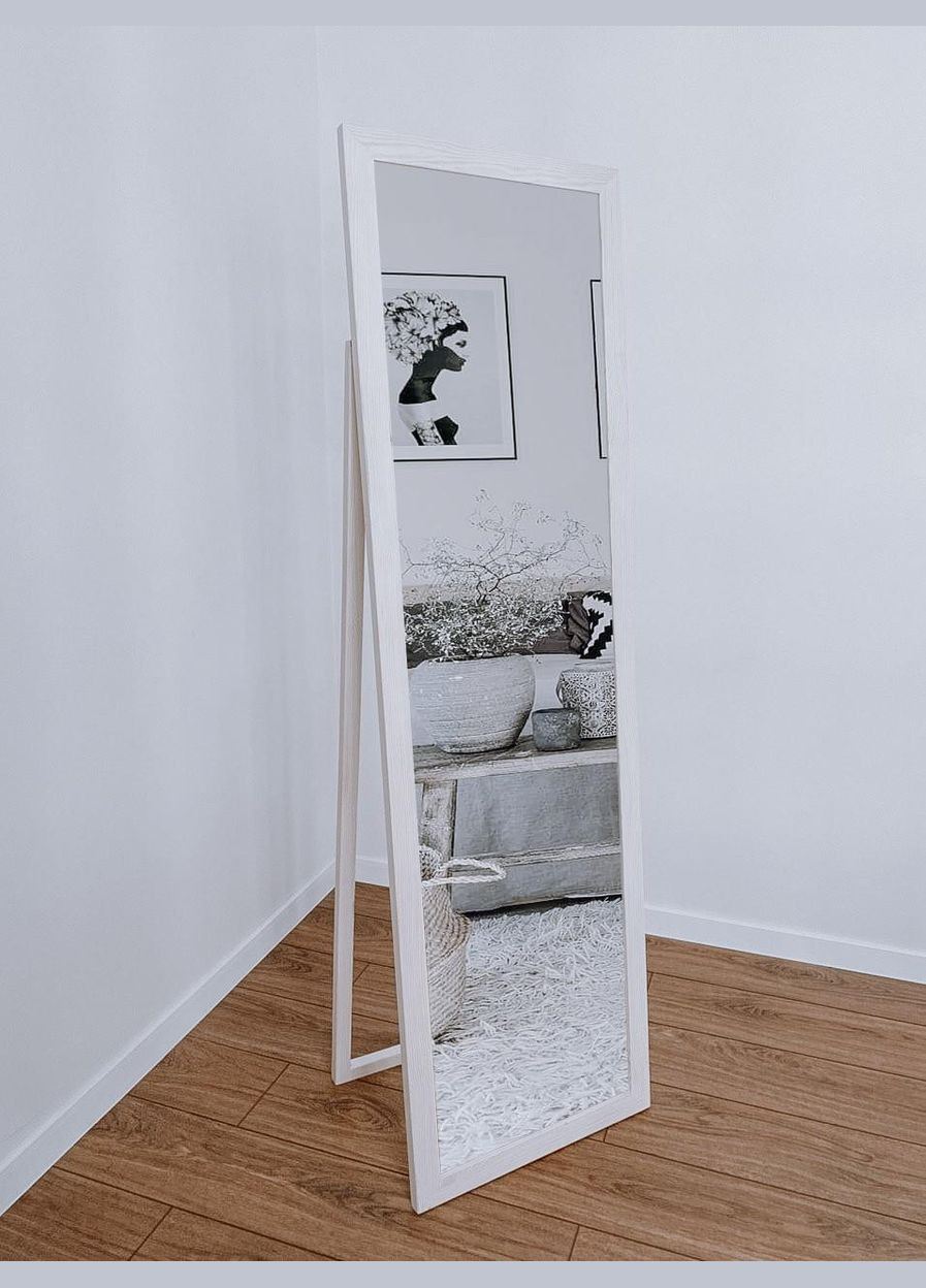 Дзеркало підлогове в дерев'яній рамі в повний зріст Вайс 170х40 см W.W.STYLE (327053329)