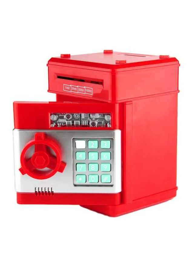 Электронный сейф-копилка "Банкомат" с кодовым замком и купюроприемником / Копилка для бумажных денег Красный No Brand (344465651)