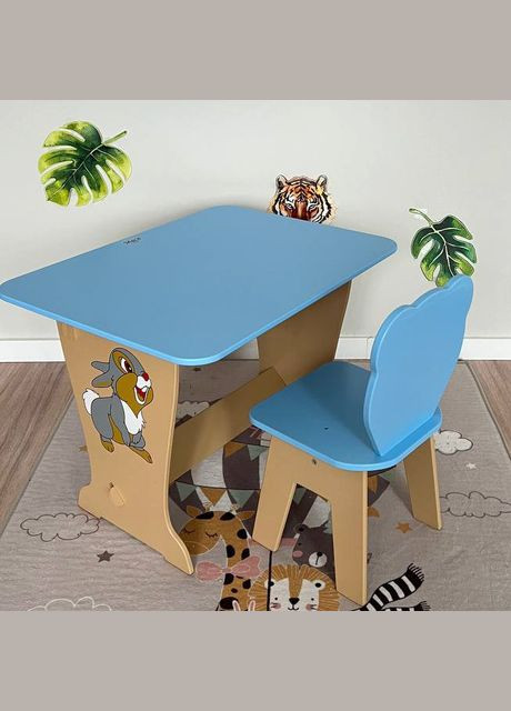 Детский стол! Супер подарок!Столик парта,рисунок зайчик и стульчик детский Медвежонок.Для рисования, обучения, игры No Brand (323223377)