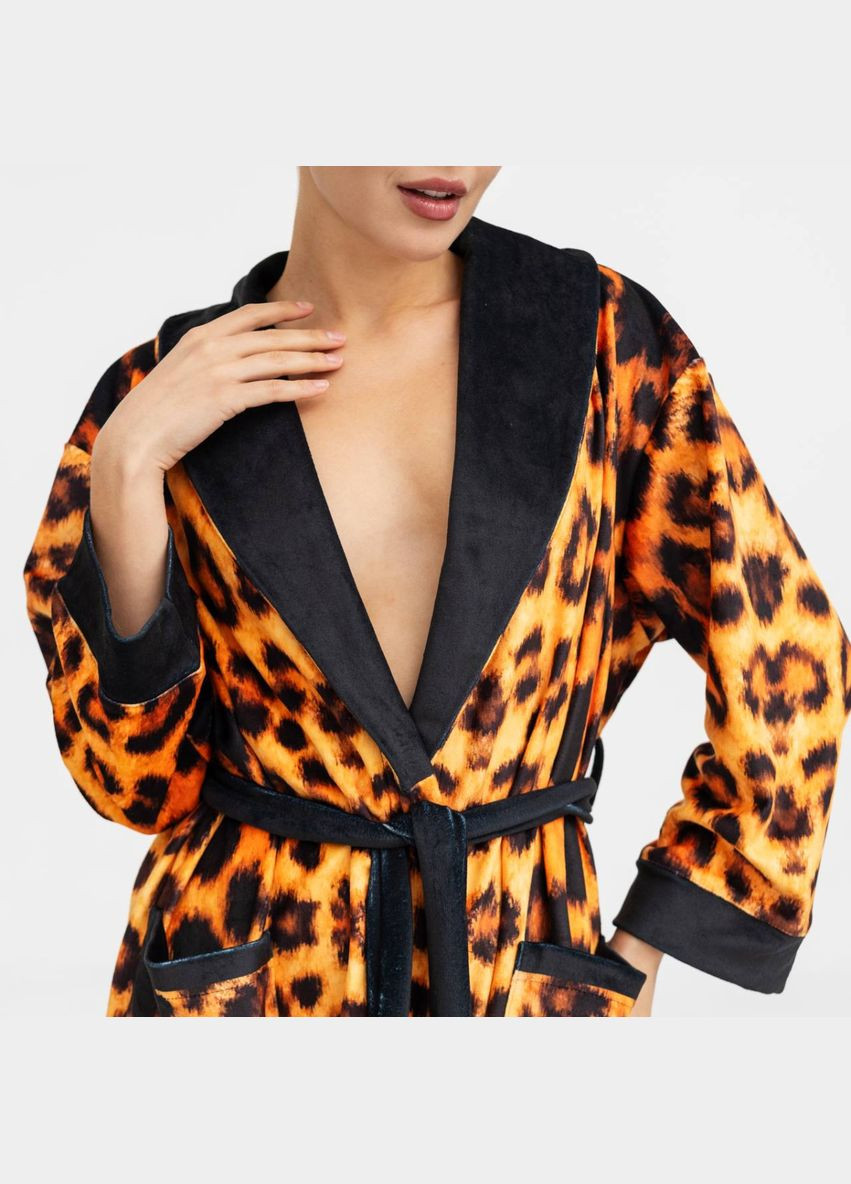 Халат жіночий з плюшевого велюру ексклюзивний Leopard 18276 2XL-3XL FlexDress (336873583)