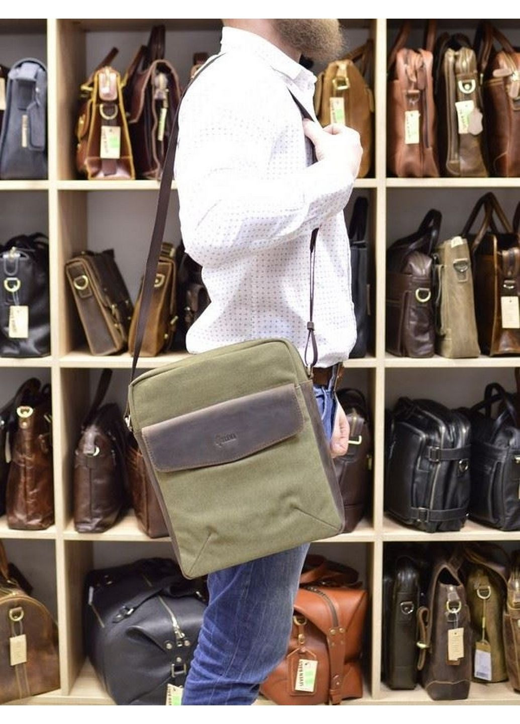 Мужская кожаная сумка через плечо 32х27х8 см TARWA (315874400)