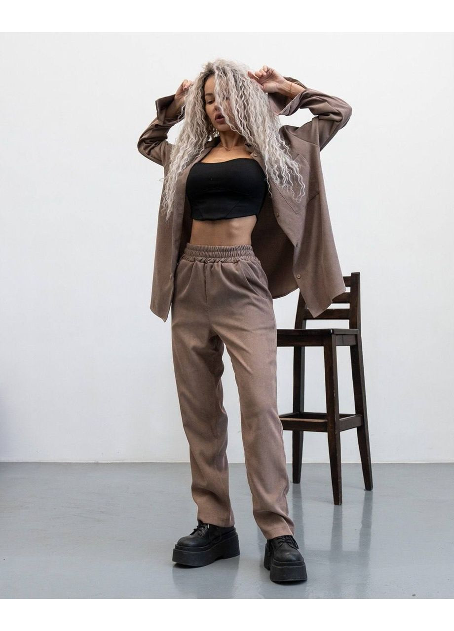 Жіночий Мікро вельветовий костюм: сорочка + штани Україна (361044133)