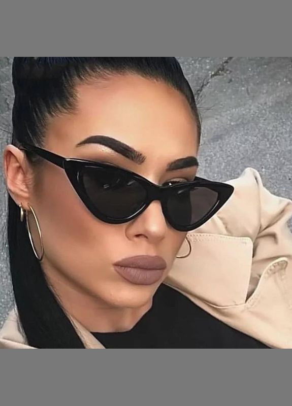 Жіночі сонцезахисні окуляри котяче око / лисички чорні LIGHT (315889513)