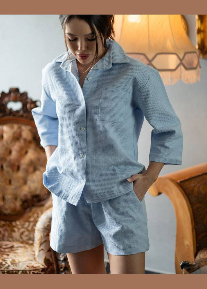 Голубая женский пижамный костюм двойка valentina цвет голубой р.l 450191 New Trend