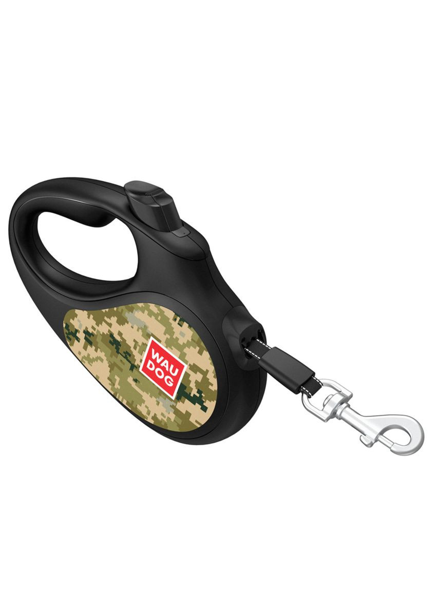 Поводок-рулетка для собак R-leash, рисунок "Милитари", S, до 15 кг, 5 м, светоотражающая лента WAUDOG (322641556)