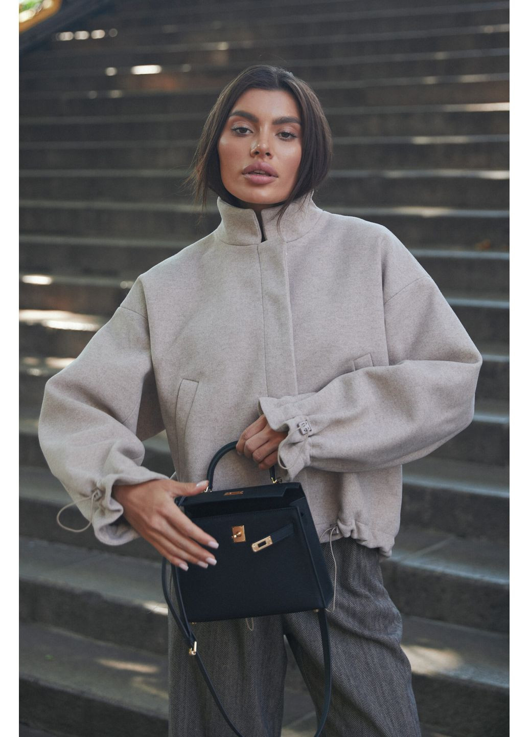 Бежевое демисезонное Укороченное пальто 2295.6459 Seventeen