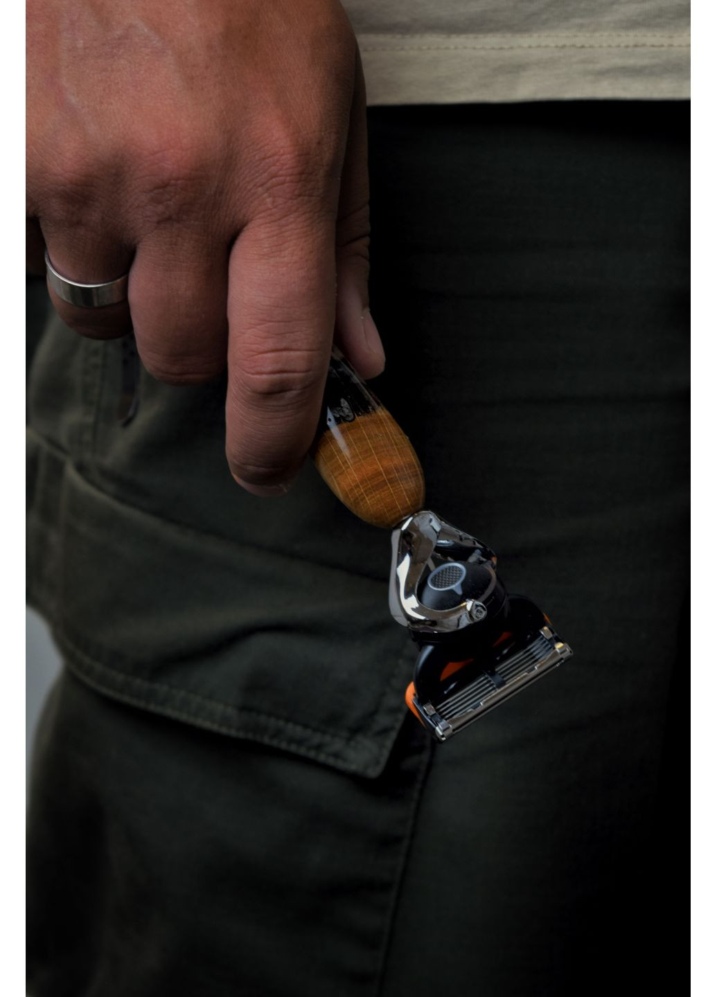 Набор подарочный Станок для бритья Река Синий полупрозрачный Коробка со смолой EpoxyWood Ukraine Округла (360898033)