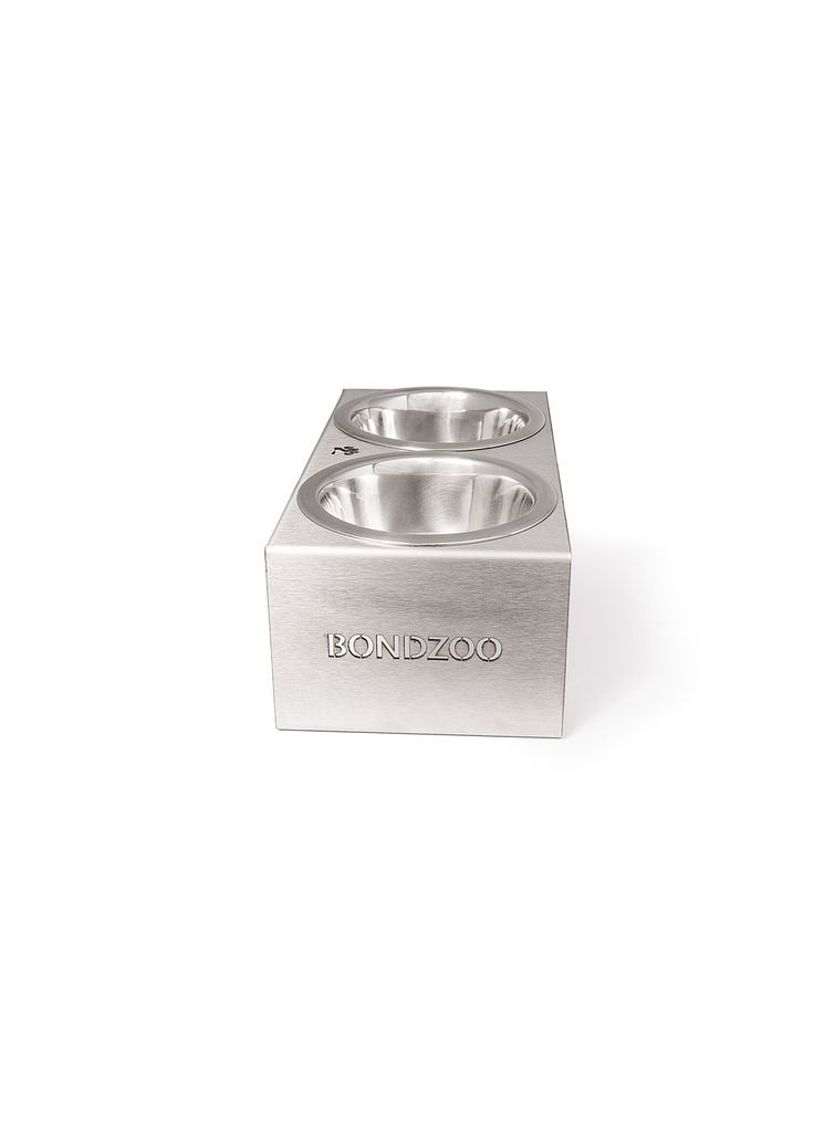 Кормушка для кота Bondzoo Лапка на 2 миски нержавеющая сталь 27х10х14 см Cat Joy (301212355)