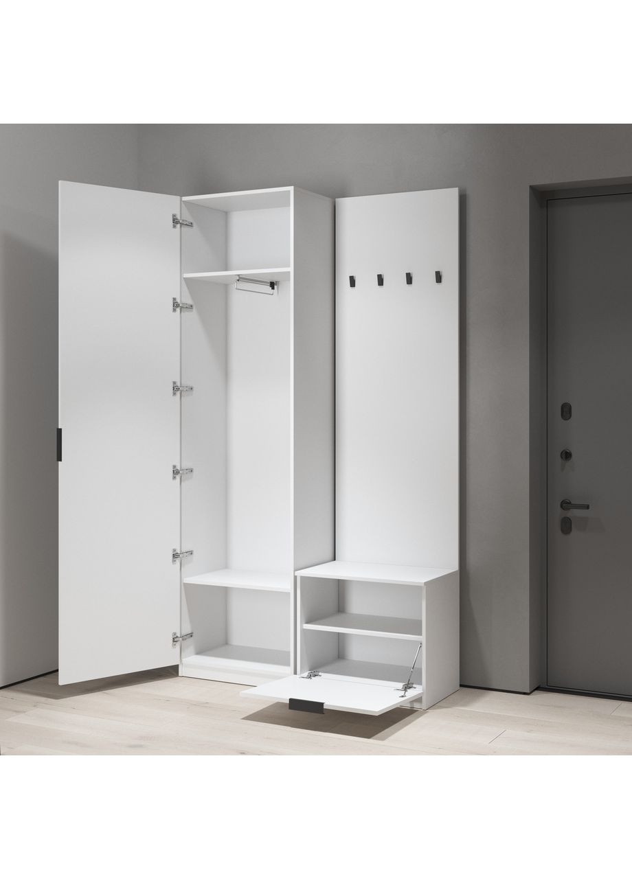 Прихожая со шкафом и вешалкой, комплект мебели в прихожую антрацитовую (hm-42-hm-43-an) VAYS (363134659)