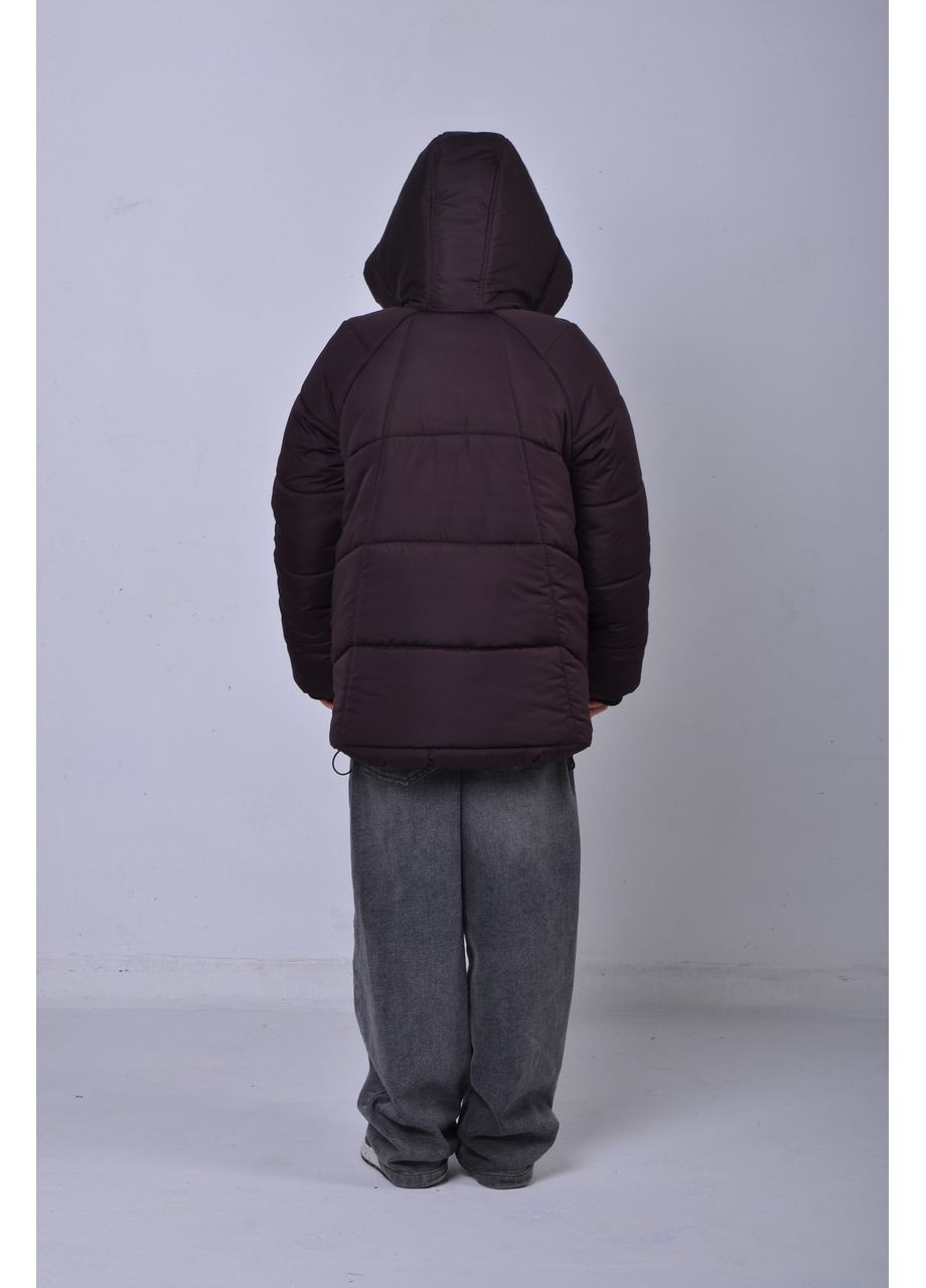 Коричневая зимняя куртка зимняя пуховик на флисе для девочки 10-15 лет теплая парка для подростков девушек зима шоколад 152 No Brand