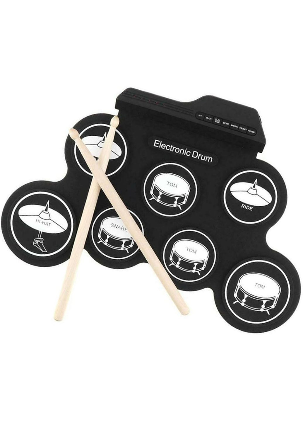 Силиконовый электронный барабан Black Rhythm с 2 палочками, педалями 7 педов и USВ No Brand (342717002)