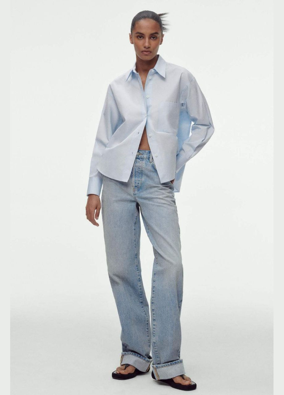 Женские прямые джинсы с высокой посадкой с открытыми снизу голубыми. You Best - (317326829)