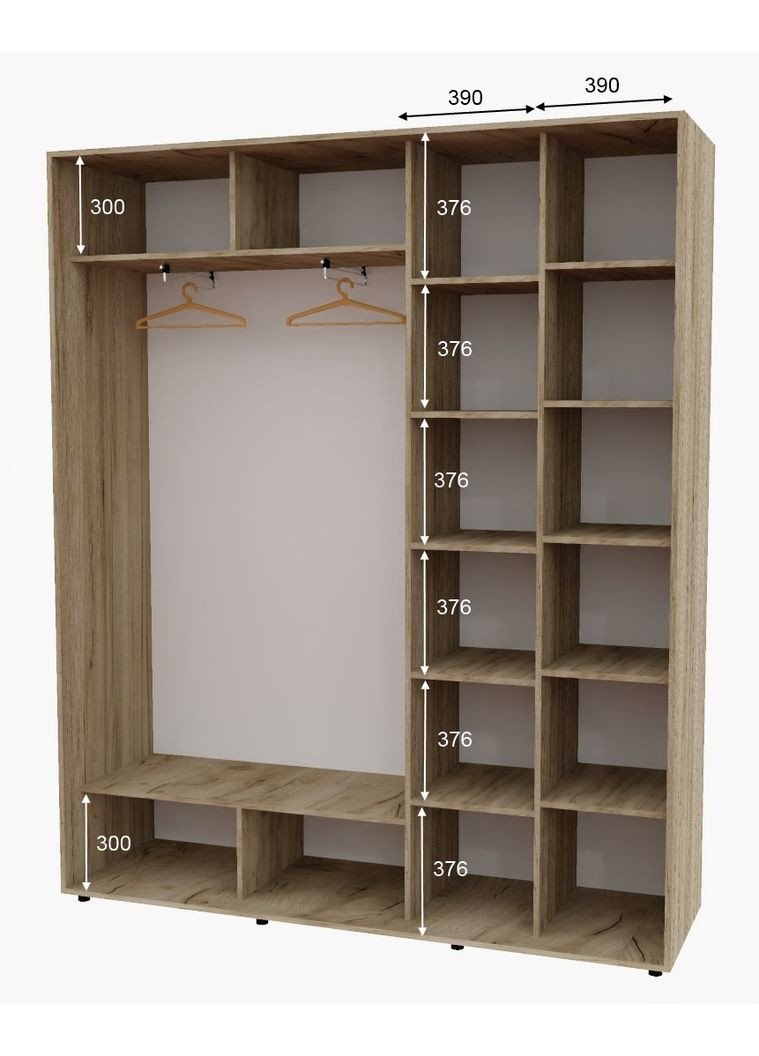 Шкаф-купе двухдверный 200*45*230 Дуб крафт серый Зеркало с пескоструйным рисунком Алекса (360464452)