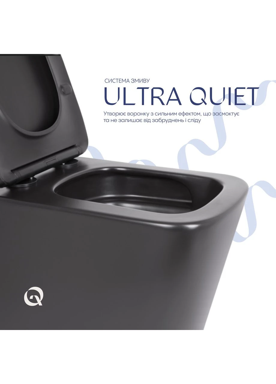 Подвесной унитаз Tern New Ultra Quiet с сиденьем Soft-Close MATT BLACK QT17332303ASMB Qtap (395708189)