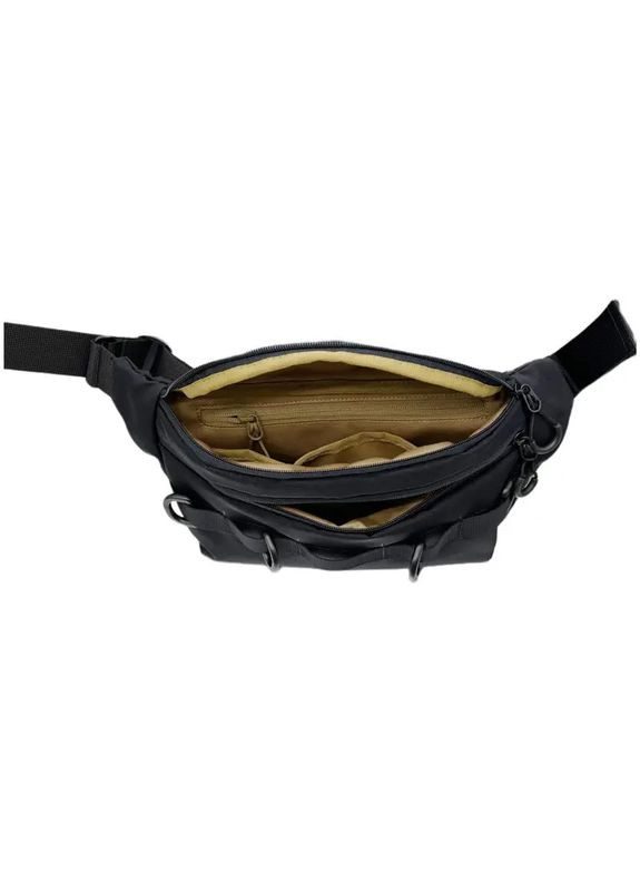 Чоловіча сумка бананка на пояс, з кріпленням півкільця під доп спорядження, колір чорний. Чоловіча текстильна сумка на пояс. LQ 8227210 (295689753)