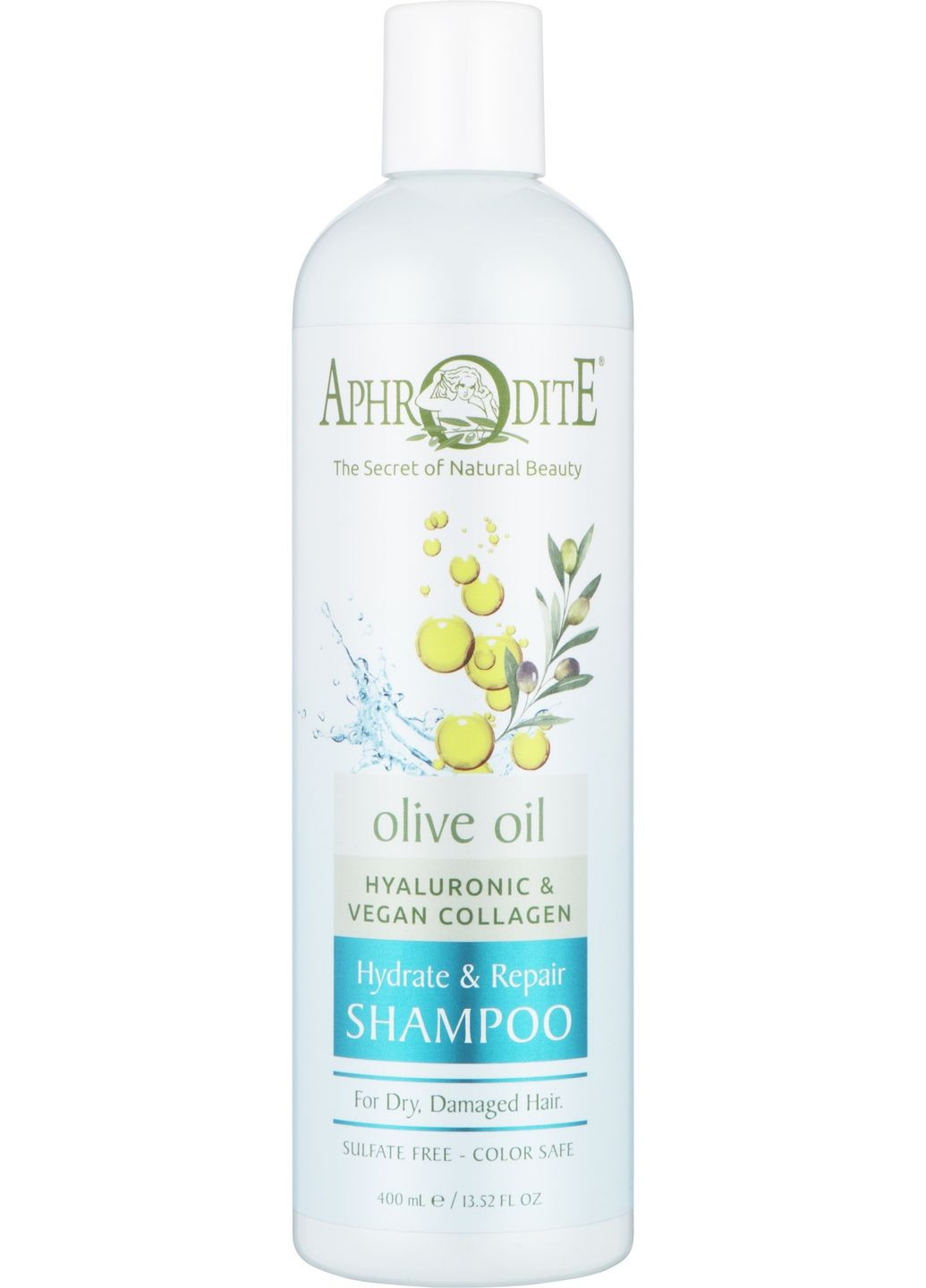 Натуральний шампунь "Зволоження та Відновлення" Olive Oil Hydrate & Repair Shampoo 400ml (1431580-31106196) Aphrodite (368641929)