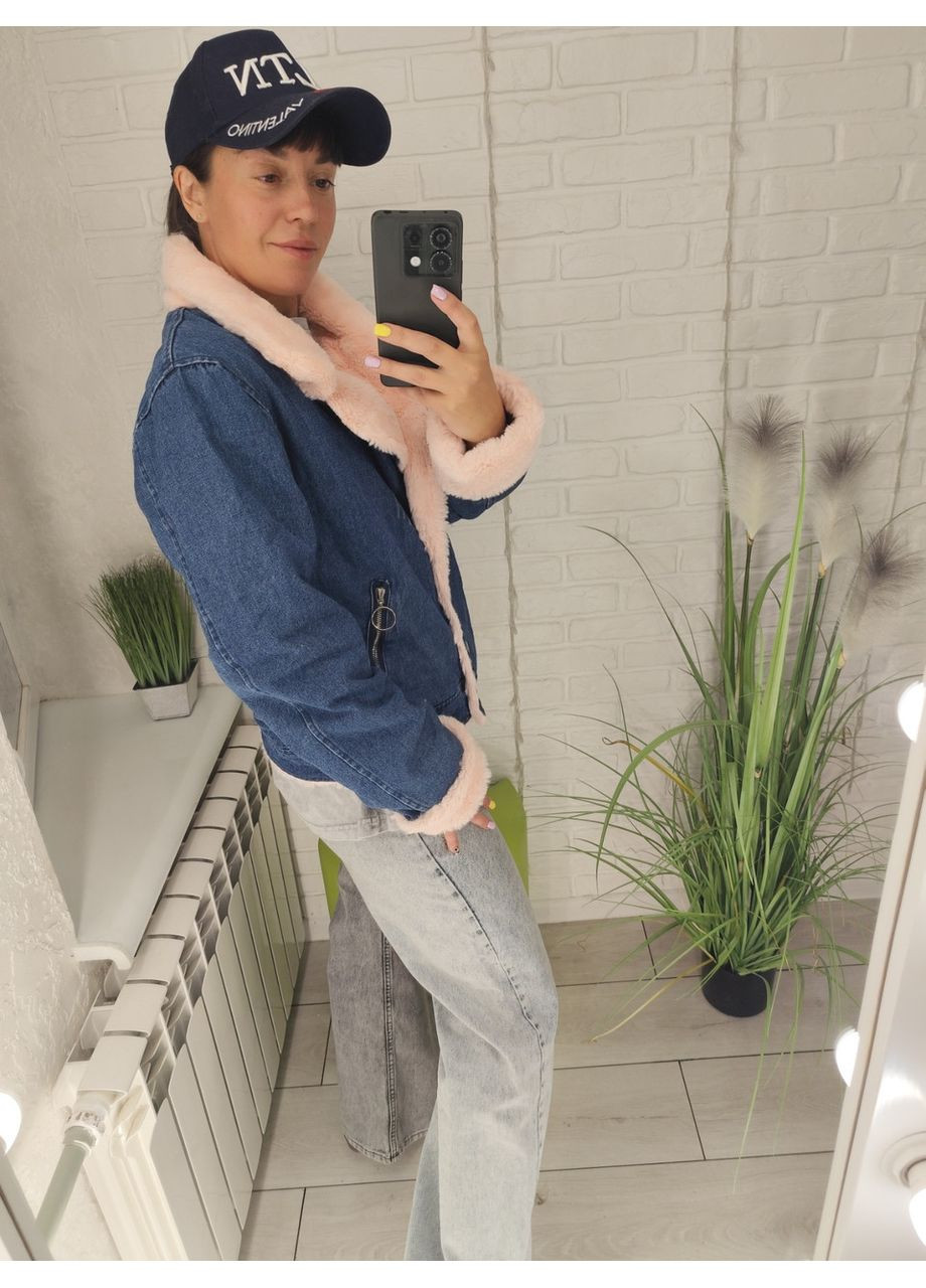 Синяя демисезонная женская утепленная джинсовая темно-синяя куртка-парка на меху с, м, л(42, 44, 46)р Lelo