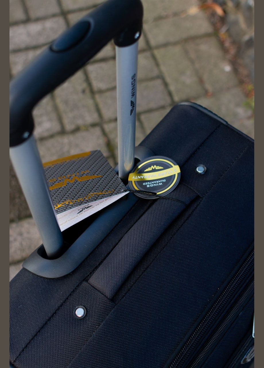 Валіза тканинна 6802 розмір S маленька на 2 колесах, колір чорний Wings 6802/2 (326052112)