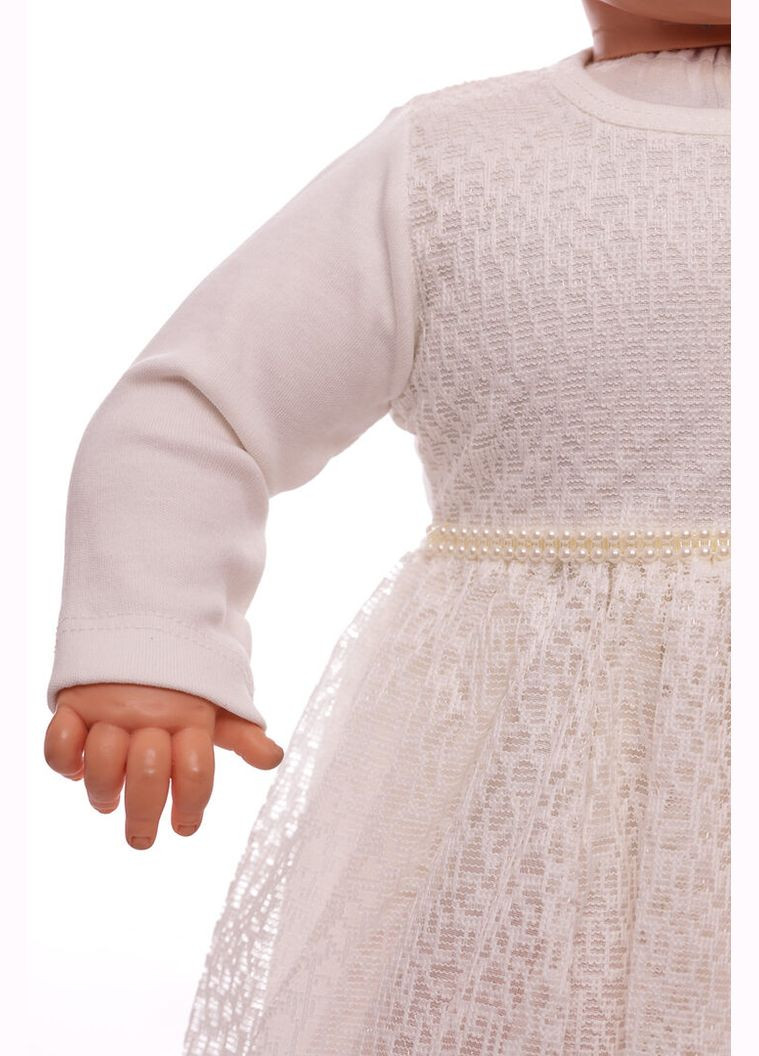 Бежевое платье с длинным рукавом интерлок с розочкой молочное 68 см (30758) BABYKROHA (323469956)