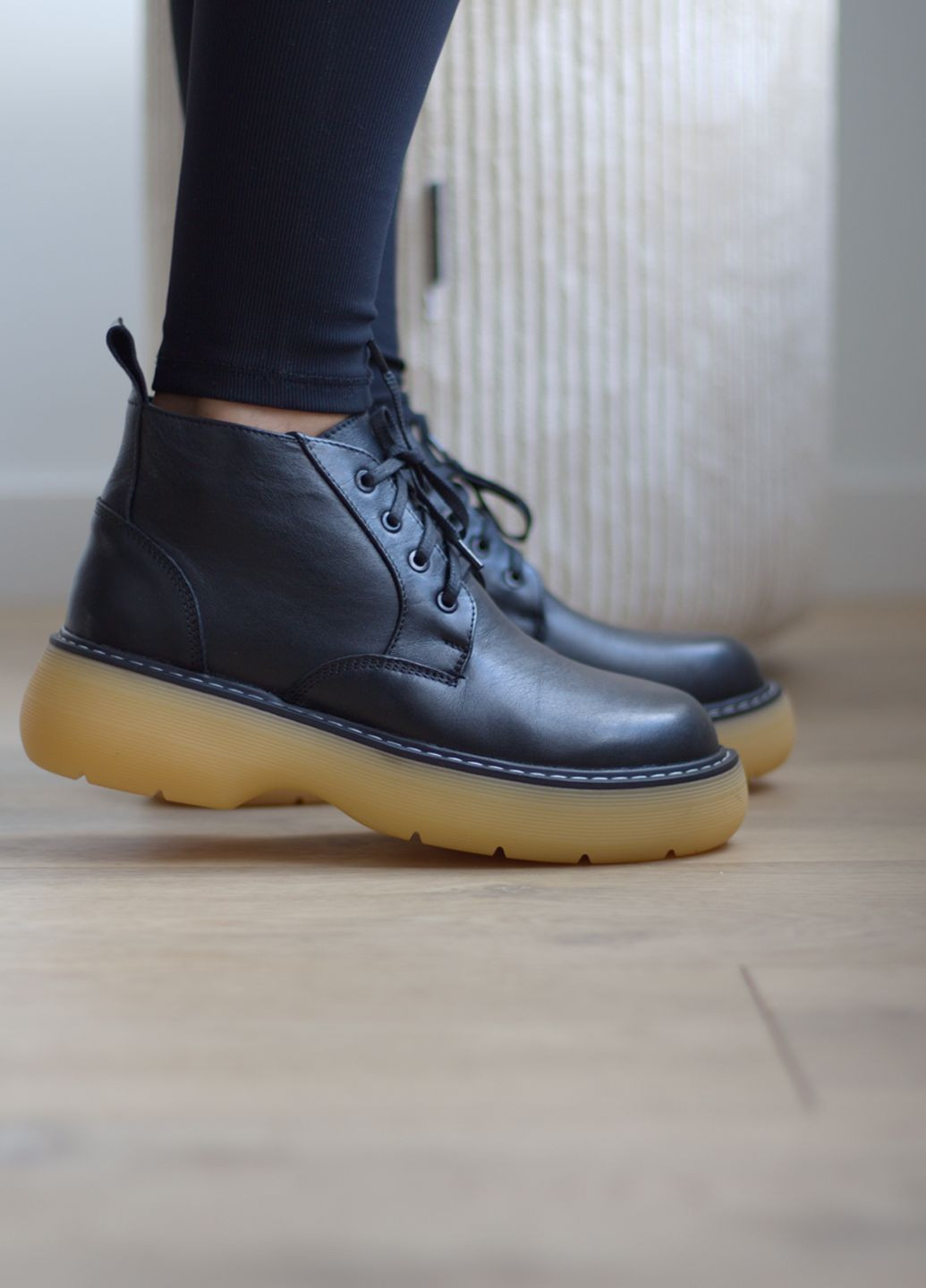 Черевички жіночі осінні на байці з натуральної шкіри No Brand 4703 (365435819)